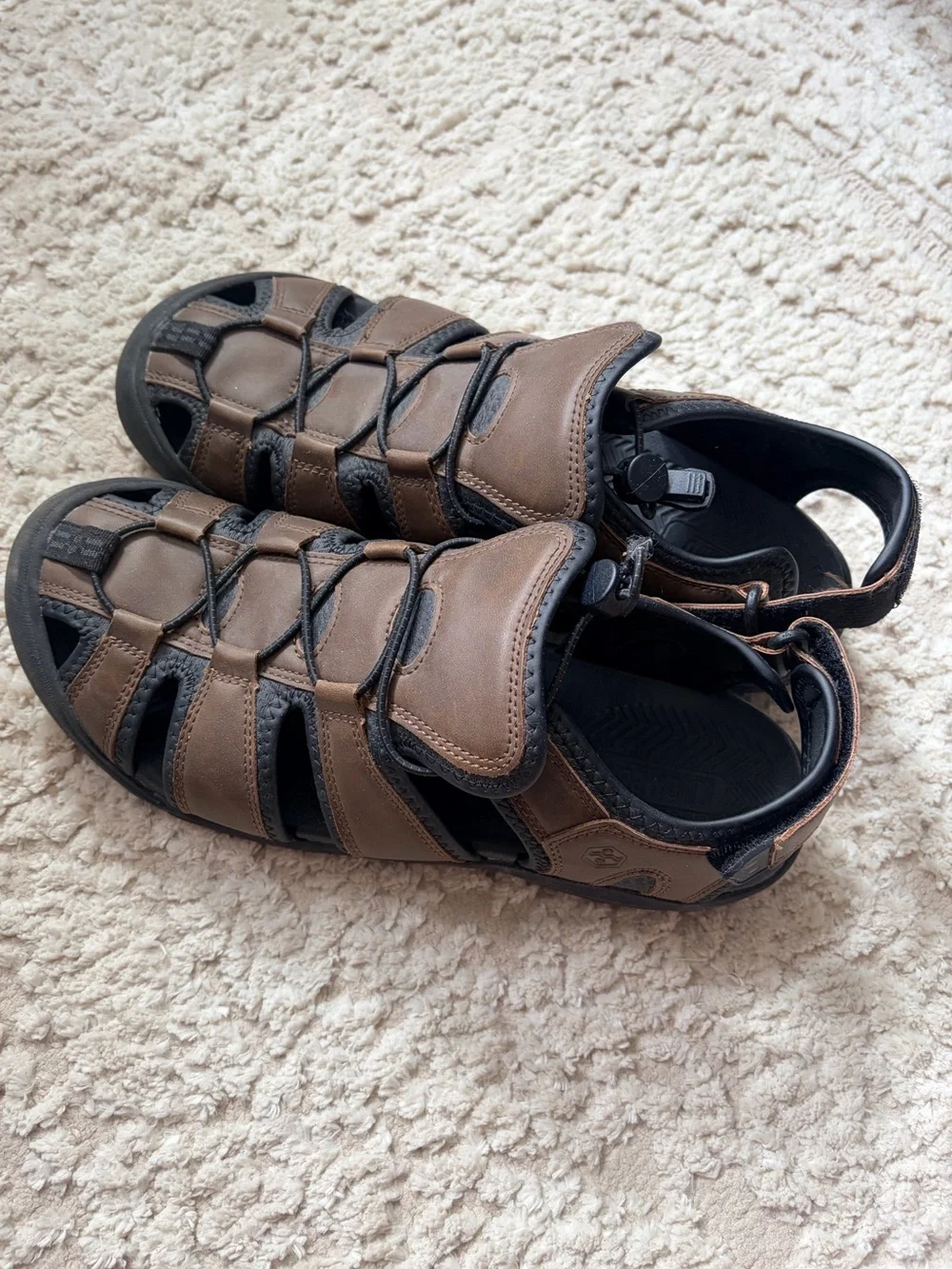 Khombu Brown & Black Travis Hiking Men's Fisherman Sandals w Toggle Lacing 11M - Picture 1 of 12